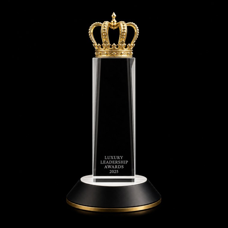 Luxury Leadership Awards crystal trophy